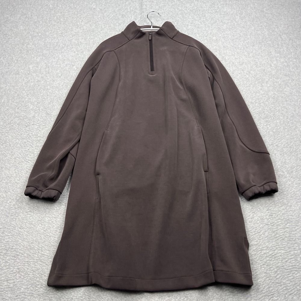 Lululemon Softstreme Half-Zip Mini Dress Women Large Brown Drape Pullover W1FK1S